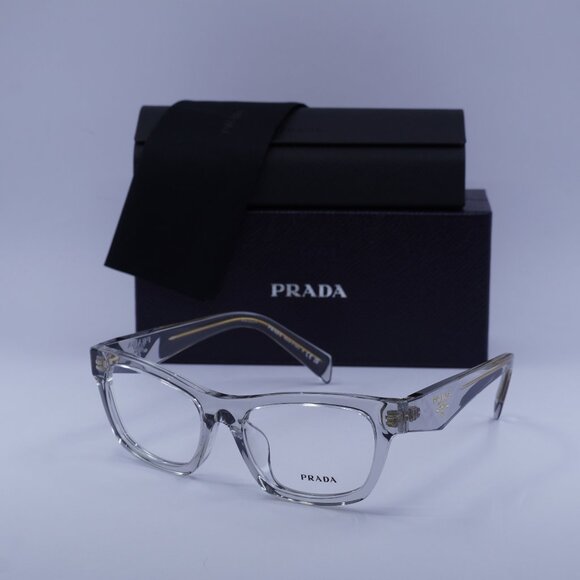 Prada PRB01VF 12R1O1 Cat Eye Eyeglasses - Transparent Grey 54mm - Picture 1 of 9